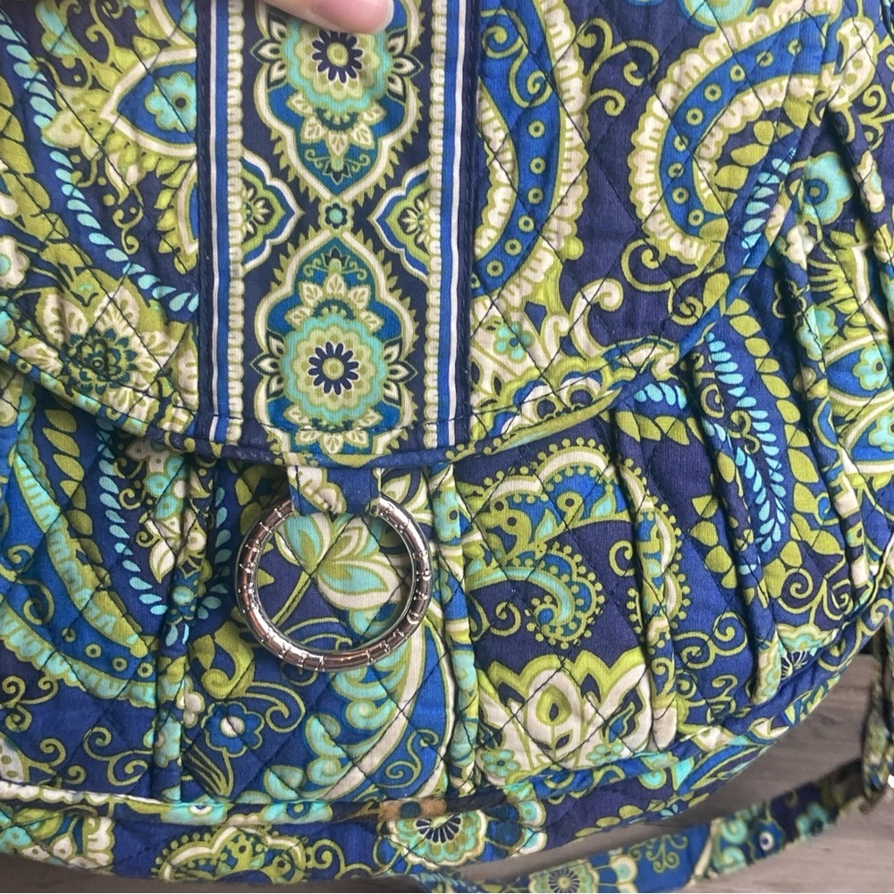 Vera Bradley Rhythm & Blues Saddle Up Crossbody Bag Womens Blue Green Quilted - Picture 15 of 16